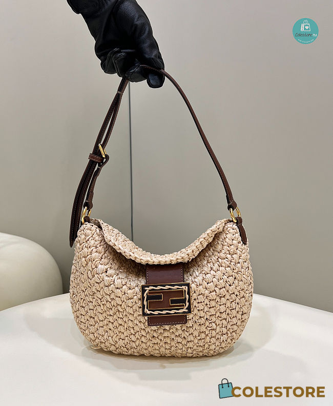 Fendi Raffia Bag Croissant In Beige Bag 29×1×23cm - 1