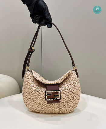 Fendi Raffia Bag Croissant In Beige Bag 29×1×23cm