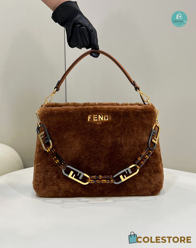 Fendi O'lock Zip Brown Sheepskin Bag 36x16x26cm - 1