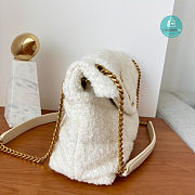 YSL Loulou Puffer Quilted Tweed Shoulder Bag In White 23×15.5×8.5cm - 6