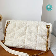 YSL Loulou Puffer Quilted Tweed Shoulder Bag In White 23×15.5×8.5cm - 2