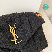 YSL Loulou Puffer Quilted Tweed Shoulder Bag In Black 23×15.5×8.5cm - 6