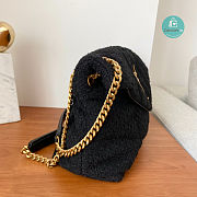 YSL Loulou Puffer Quilted Tweed Shoulder Bag In Black 23×15.5×8.5cm - 2