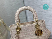 Medium Dior Lady D-lite Bag Rose Des Vents Houndstooth Embroidery 24x20x11 cm - 6