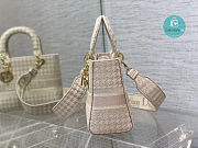 Medium Dior Lady D-lite Bag Rose Des Vents Houndstooth Embroidery 24x20x11 cm - 5