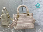 Medium Dior Lady D-lite Bag Rose Des Vents Houndstooth Embroidery 24x20x11 cm - 3