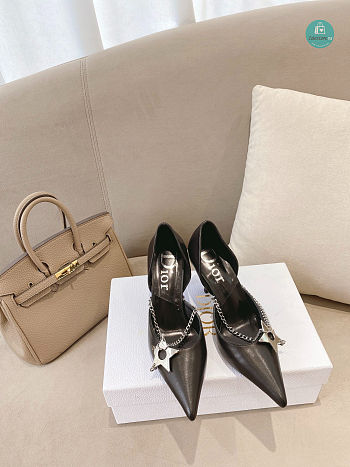 Dior Black Satin Star Slingback Heels 8.5cm