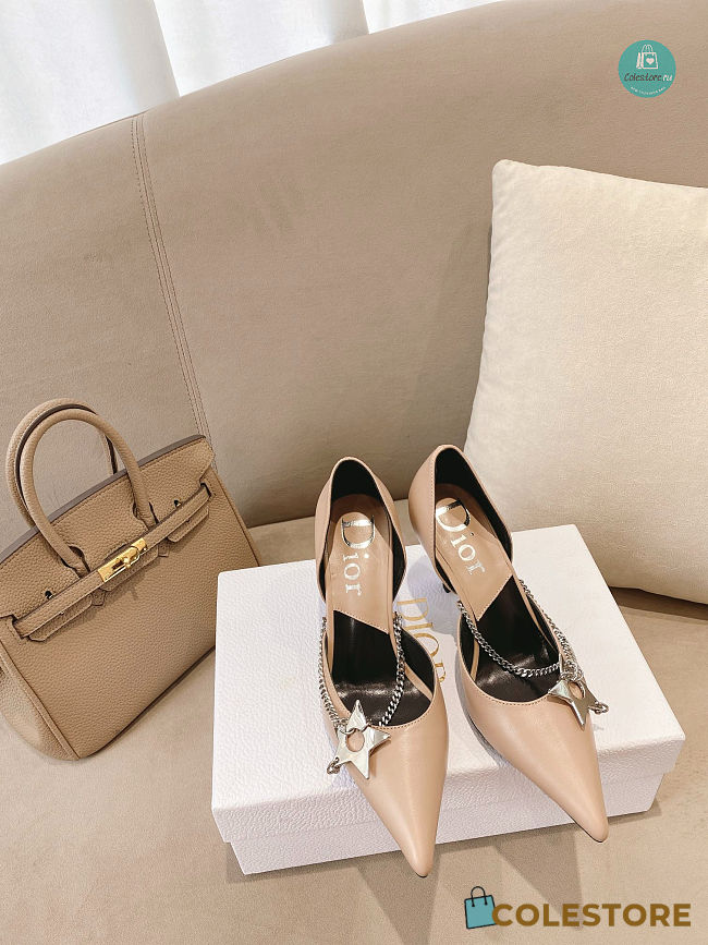 Dior Beige Satin Star Slingback Heels 8.5cm - 1