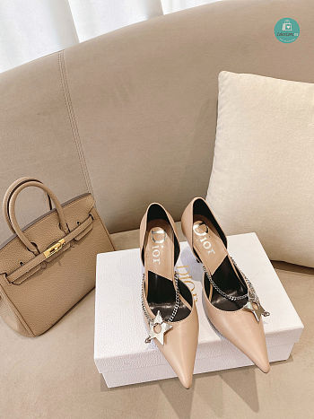 Dior Beige Satin Star Slingback Heels 8.5cm