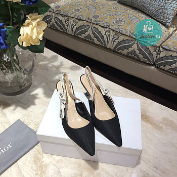 J'ADIOR Slingback Pump Black Technical Fabric Heels 6.5cm