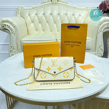 Louis Vuitton Pochette Felicie By The Pool Cream Saffron Leather Cross Body Bag 21 x 12 x 3 cm