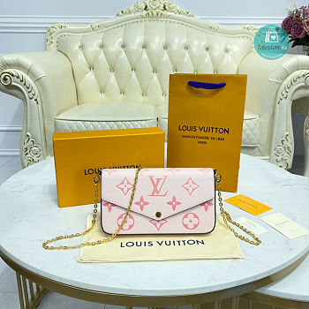 Louis Vuitton Pochette Felicie By The Pool Pink Saffron Leather Cross Body Bag 21 x 12 x 3 cm
