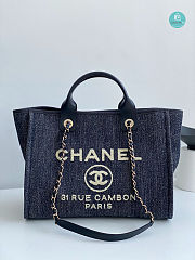 Chanel Deauville Shopping Bag In Dark Blue 40x34x26cm - 1