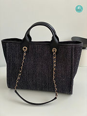 Chanel Deauville Shopping Bag In Dark Blue 40x34x26cm - 6