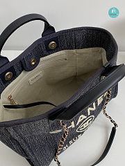 Chanel Deauville Shopping Bag In Dark Blue 40x34x26cm - 4