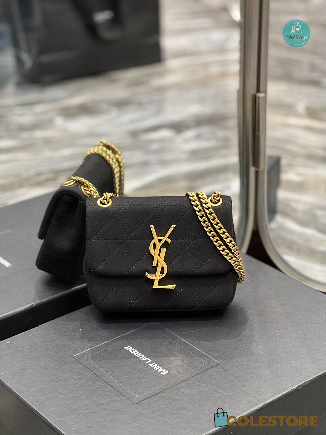 YSL Jamie Mini Quilted Wool Crossbody Bag In Black 16×13×5cm - 1