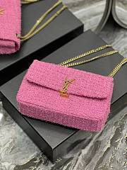 YSL Jamie Medium Patchwork Boucle Tweed Shoulder Bag Pink 24×15.5×6.5cm - 2