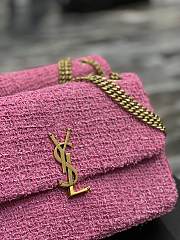 YSL Jamie Medium Patchwork Boucle Tweed Shoulder Bag Pink 24×15.5×6.5cm - 4