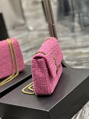 YSL Jamie Medium Patchwork Boucle Tweed Shoulder Bag Pink 24×15.5×6.5cm - 6