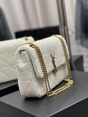 YSL Jamie Medium Patchwork Boucle Tweed Shoulder Bag White 24×15.5×6.5cm - 6
