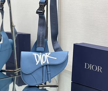 Dior And Shawn Saddle Bag In Blue For Men 20 x 28.6 x 5 cm