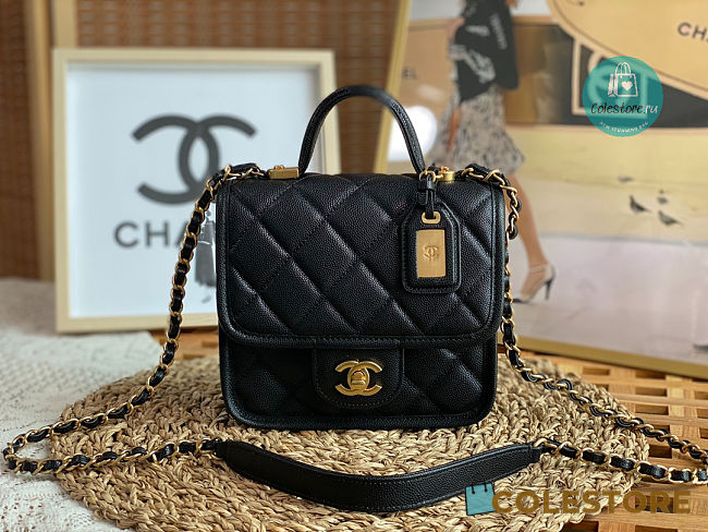 Chanel 22K Caviar Top Handle In Black 20.5x17x6cm   - 1