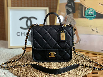 Chanel 22K Caviar Top Handle In Black 20.5x17x6cm  