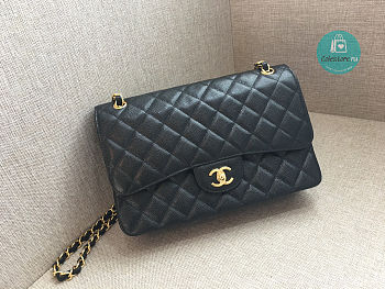 Chanel Classic Flap Bag Golden Chain In Black Size 30cm