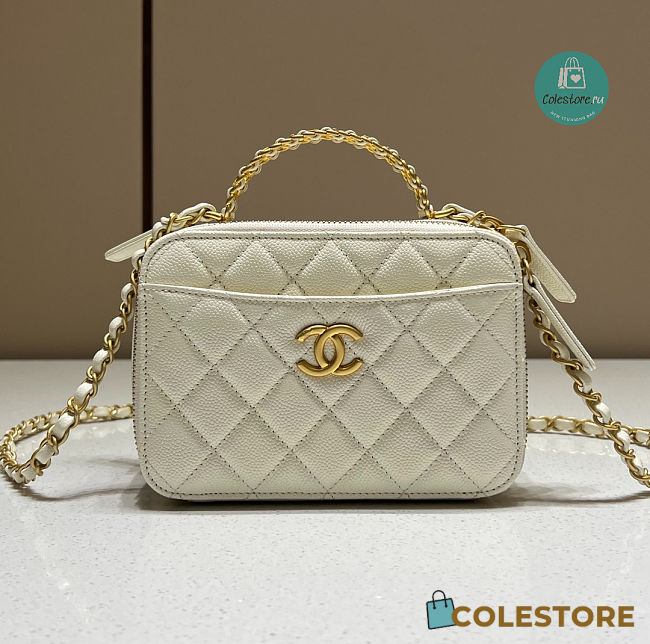 Chanel Small Vanity Case White Caviar 17.5x13x7.5cm - 1