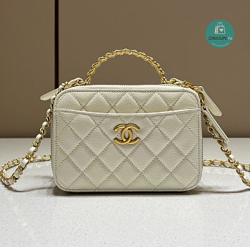 Chanel Small Vanity Case White Caviar 17.5x13x7.5cm