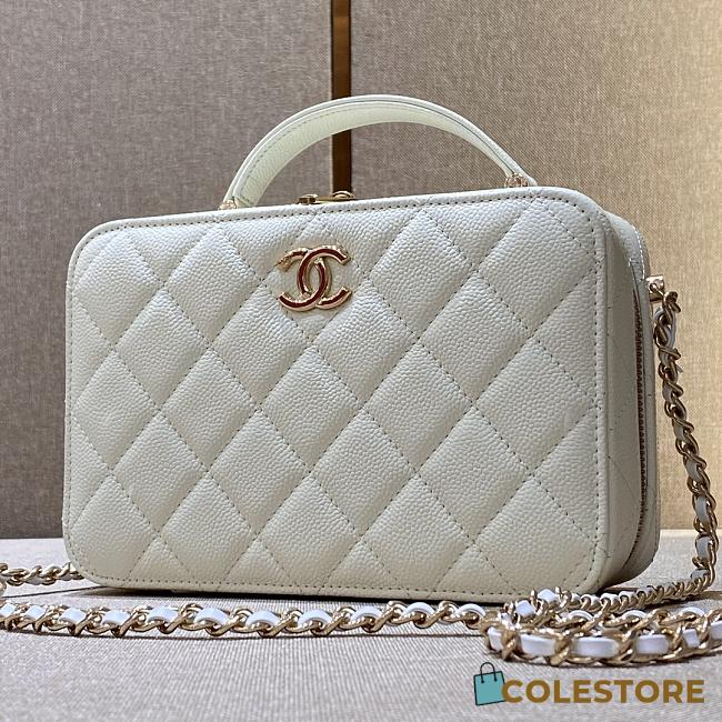 Chanel Vanity Case 22P In White Caviar 19x12x6cm  - 1