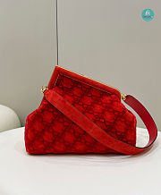 Fendi First Medium Red Suede bag In Red 32.5x15x23.5cm - 4