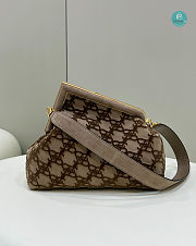 Fendi First Medium Red Suede bag In Brown 32.5x15x23.5cm - 6