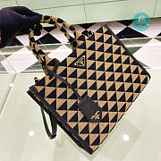  Prada Small Symbole Jacquard Fabric Handbag Black/Beige 22x9x28cm - 5