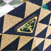  Prada Small Symbole Jacquard Fabric Handbag Black/Beige 22x9x28cm - 2
