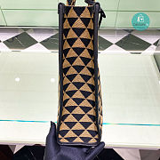  Prada Large Symbole Jacquard Fabric Handbag Black/Beige 39x31x11cm - 5