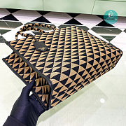  Prada Large Symbole Jacquard Fabric Handbag Black/Beige 39x31x11cm - 4