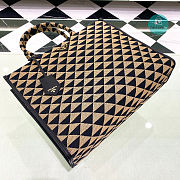  Prada Large Symbole Jacquard Fabric Handbag Black/Beige 39x31x11cm - 3