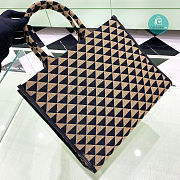  Prada Large Symbole Jacquard Fabric Handbag Black/Beige 39x31x11cm - 2