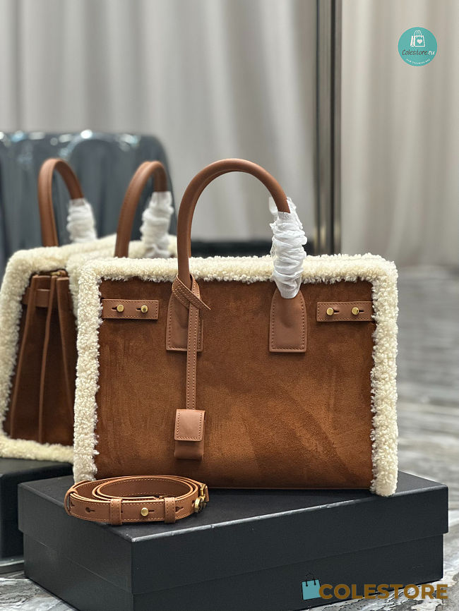 YSL Sac du Jour Shearling-rim Tote Bag 32x25x16.5cm - 1