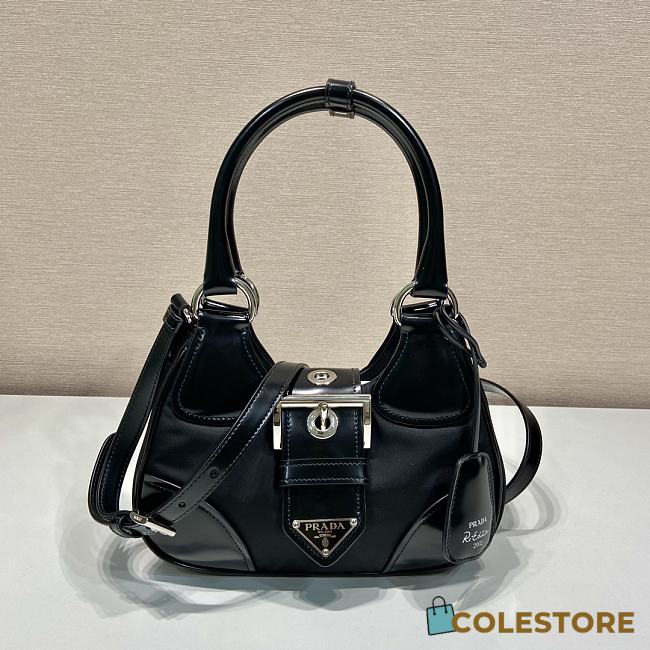 Prada Moon Re-Nylon and Leather bag In Black 22.5x16x7.5cm - 1