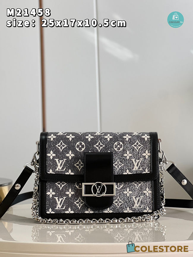 Louis Vuitton Dauphine MM In Grey Monogram Jacquard Denim 25 x 17 x 10.5 cm - 1