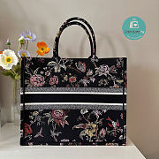 Large Dior Book Tote Black Multicolor Jardin Botanique Embroidery 42 x 35 x 18.5 cm  - 6