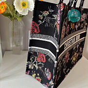 Large Dior Book Tote Black Multicolor Jardin Botanique Embroidery 42 x 35 x 18.5 cm  - 3