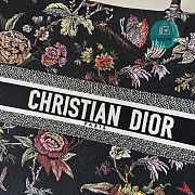 Large Dior Book Tote Black Multicolor Jardin Botanique Embroidery 42 x 35 x 18.5 cm  - 2