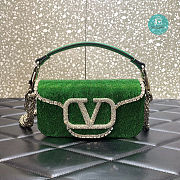 Valentino Garavani Locò Crystals Small Shoulder Bag In Green 20x11x5 cm - 1