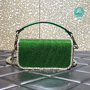 Valentino Garavani Locò Crystals Small Shoulder Bag In Green 20x11x5 cm - 6