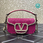 Valentino Garavani Locò Crystals Small Shoulder Bag In Pink 20x11x5 cm - 1