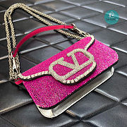Valentino Garavani Locò Crystals Small Shoulder Bag In Pink 20x11x5 cm - 4