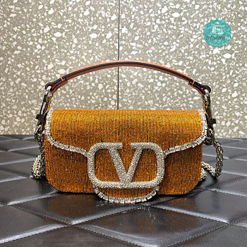 Valentino Garavani Locò Crystals Small Shoulder Bag 20x11x5 cm